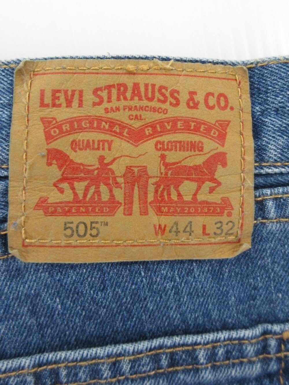 Levis 505 Jeans 44X32 Regular Fit Straight Leg Red Tab Denim Pants NEW - Picture 11 of 15